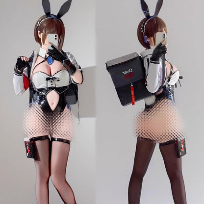 デリバリーバニーガールコスプレ エナメルハイレグレオタードバニー【歪萌舍】