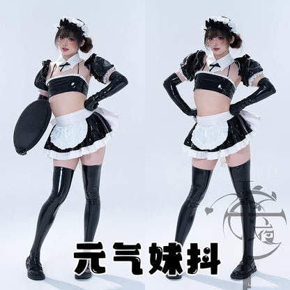 存在感を放つツヤめく元気なエナメルメイドコスチューム【十六夜工坊】