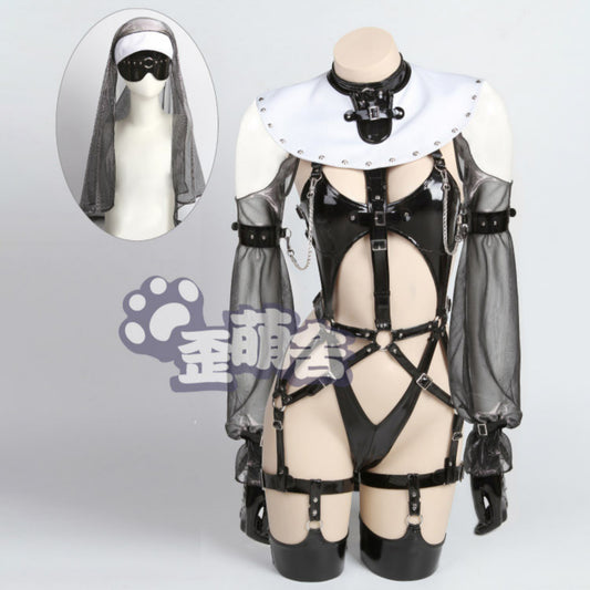 ハードでセクシーな禁欲エナメルシスターコスプレセット【歪萌舍】