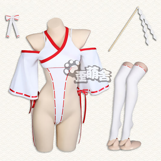 超ハイレグセクシー巫女風レオタードコスプレ5点セット【歪萌舍】