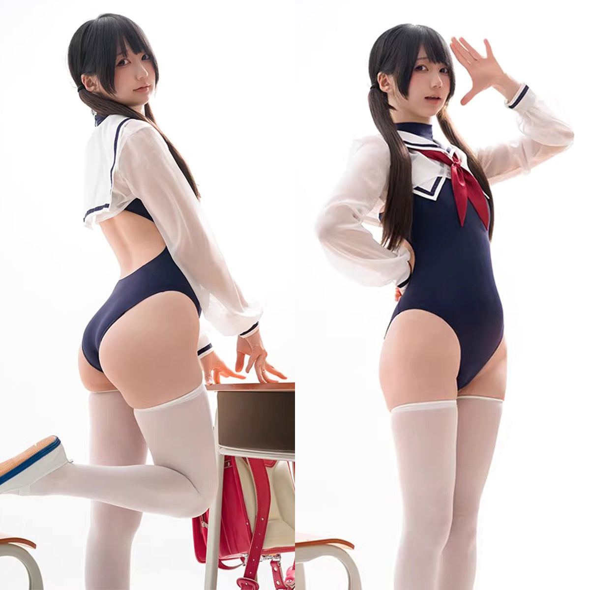 エロ可愛い透けセーラー×ハイレグスク水2点セット【得体社】
