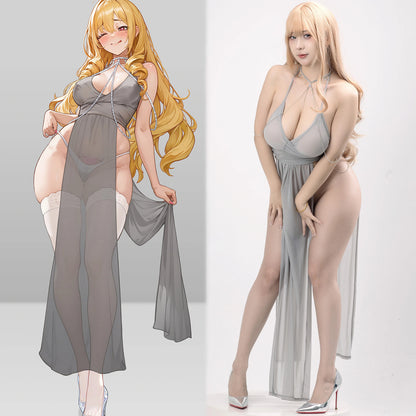 グレーシンデレラ 透け感シフォン大人セクシーなロングドレスセット【TANG YUAN】