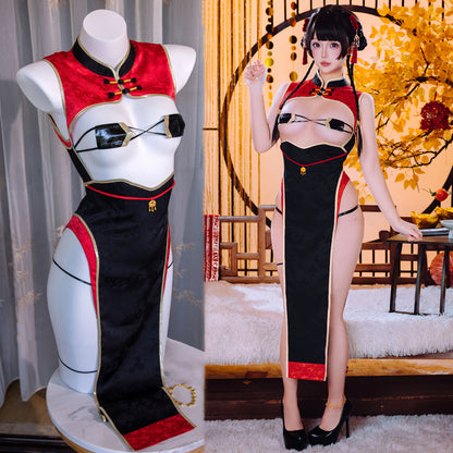 フロントオープンのマイクロビキニ風チャイナコスプレ