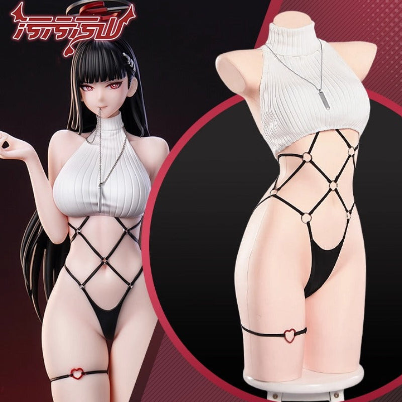 ブルーアーカイブ 調月リオニットトップスとボンデージ風レオタードーランジェリー【汚汚汚山】