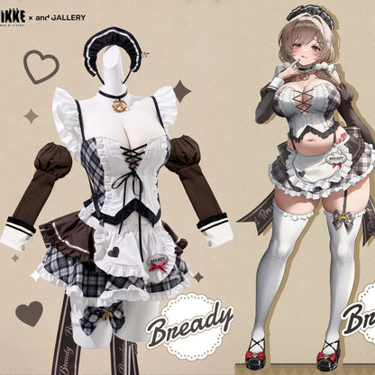 NIKKE ブレッディ風胸元の編み上げチェック柄フリル極上メイド服【火華家】