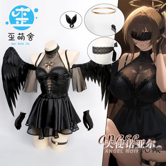 NIKKE ノワール 堕天使コスプレ ダークエンジェルエロランジェリードレス【歪萌舍】