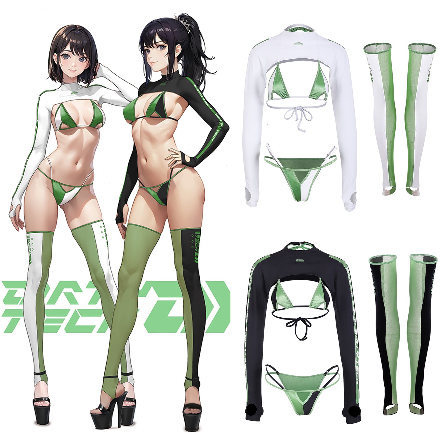 セクシーサイバーレースクイーン風ビキニセット RQコスプレ 白【得体社】