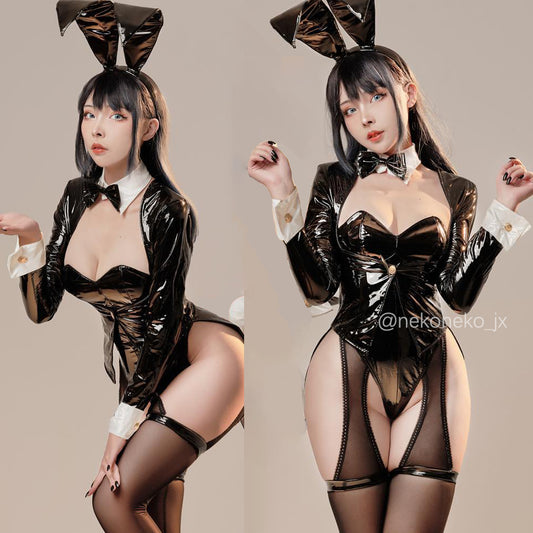 喜多川海夢 エナメルバニーガールコスプレ7点セット セクシーバニーコスプレ【歪萌舍】