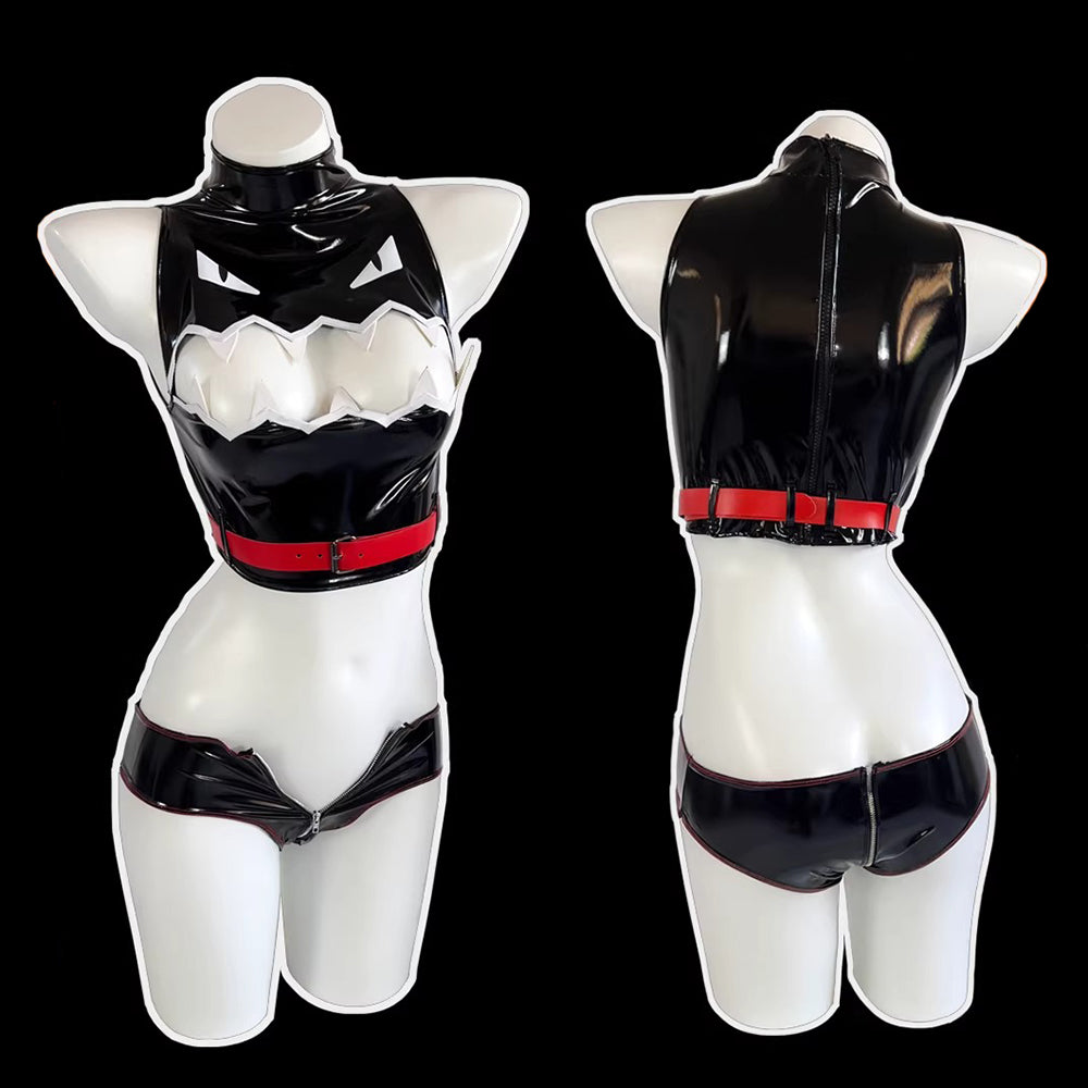フロントオープンがセクシーな艶やかなエナメル小悪魔コスプレ【里世界】