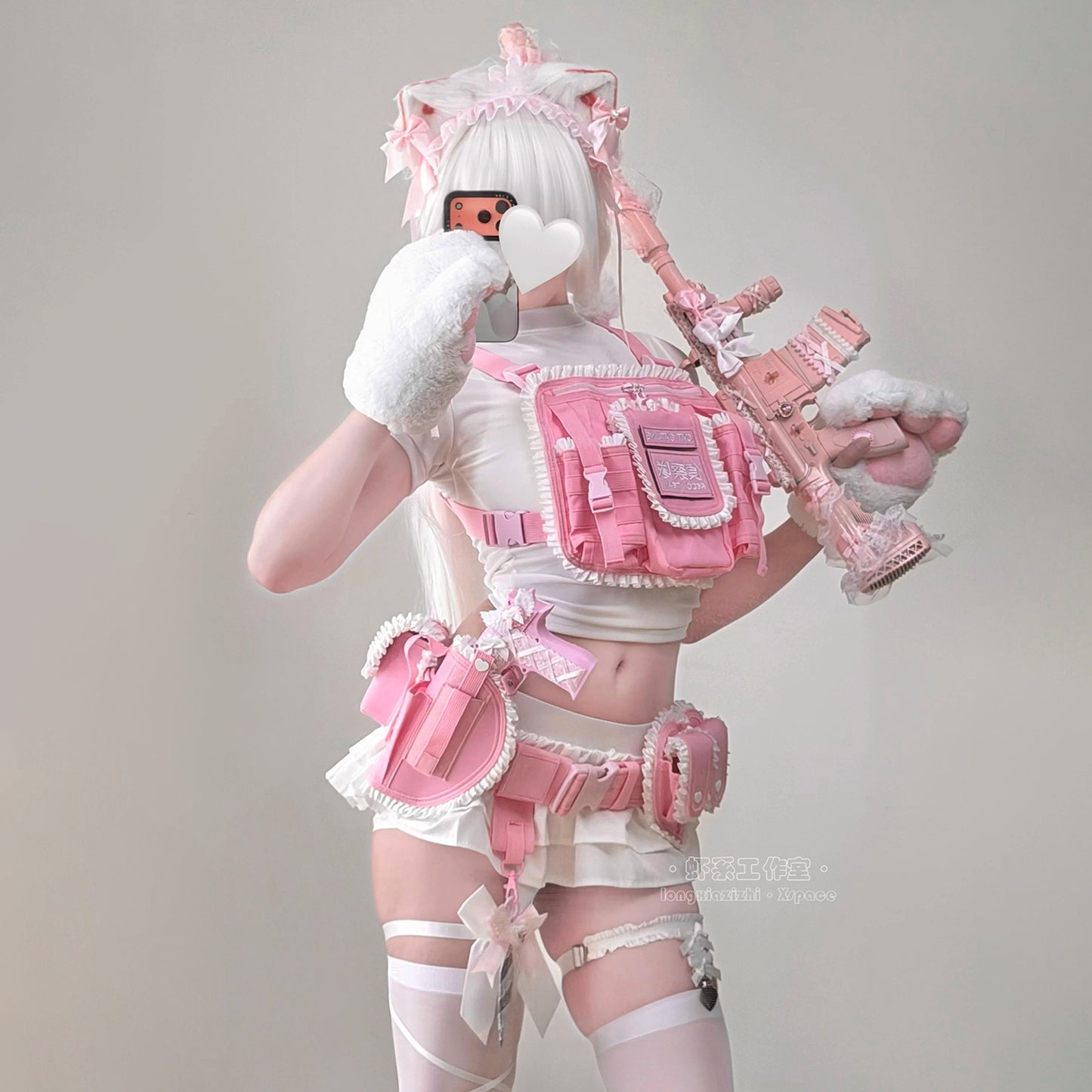 【猫娘機動隊】ピンクの戦術美少女に変身！多機能チェストリグ＆タクティカルギア12点セット【エビスタジオ】