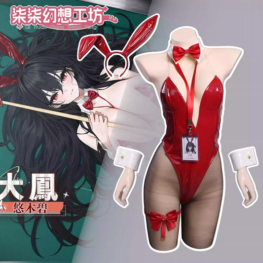 アズールレーン 大鳳バニーコスプレ 艶めく赤エナメルレオタードバニーガールコスプレ【歪萌舍】