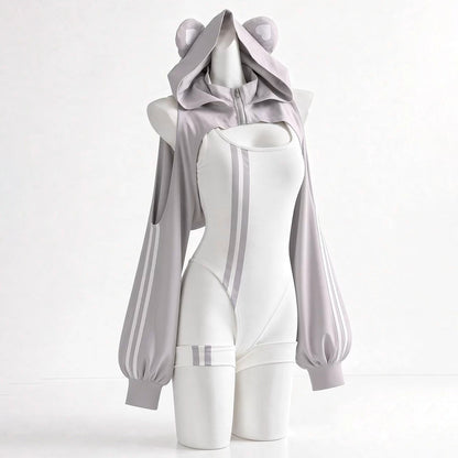 あざと可愛いベア風パーカー＆ハイレグ体操服コスプレ【火華家】