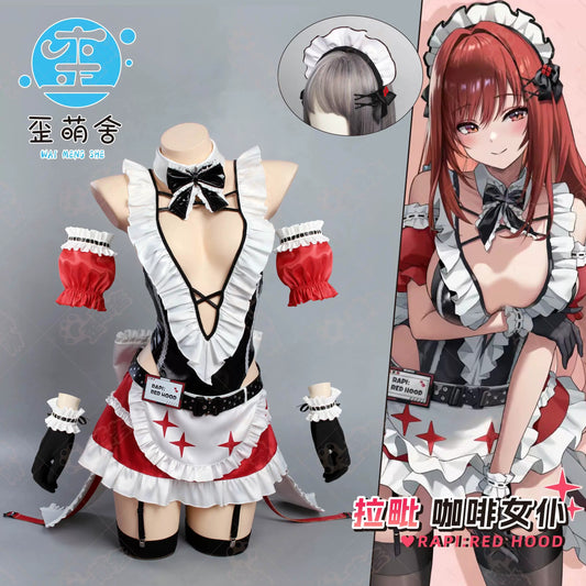 NIKKE ラピ Red Hood 超ハイレグ深Vネックレオタードメイドコスプレ【歪萌舍】