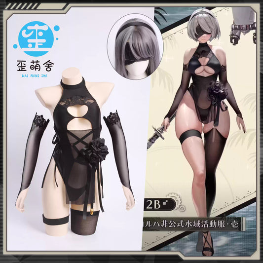 NIKKE バトル風2B透け透けセクシーハイレグ水着コスプレ【歪萌舍】