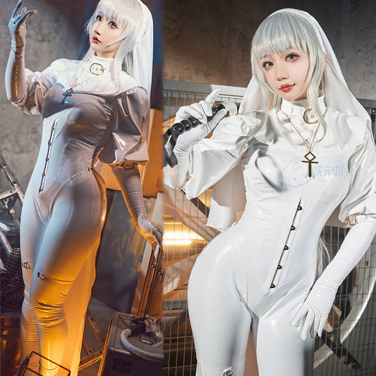 セクシー全身タイツエナメルシスターコスプレセット 白【ChowbieｘCosplay-FM】