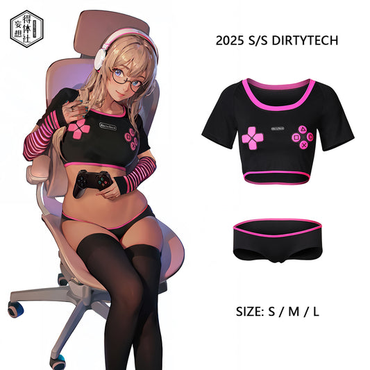 ゲーミングガール風セクシーショート丈超ローライズセットアップ【得体社】