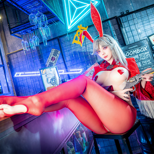 官能的な赤の過激セクシー逆バニーコスプレ5点セット【得体社】