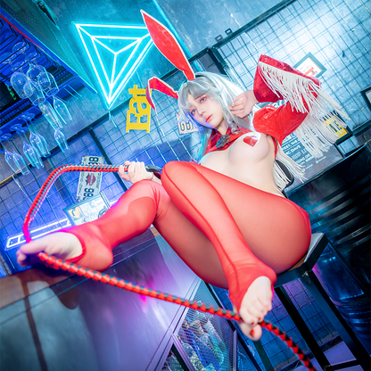 官能的な赤の過激セクシー逆バニーコスプレ5点セット【得体社】