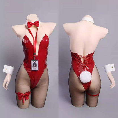 アズールレーン 大鳳バニーコスプレ 艶めく赤エナメルレオタードバニーガールコスプレ【歪萌舍】