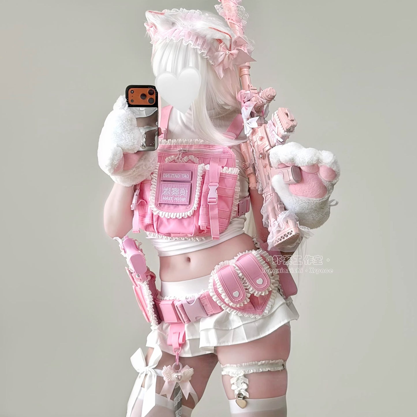 【猫娘機動隊】ピンクの戦術美少女に変身！多機能チェストリグ＆タクティカルギア12点セット【エビスタジオ】