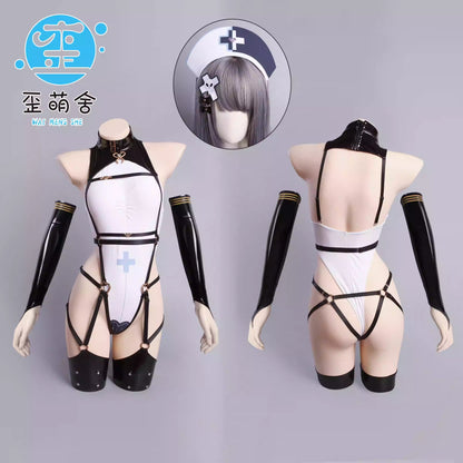 ブルーアーカイブ 天雨アコ セクシーなエナメルナース風レオタードコスプレ【歪萌舍】