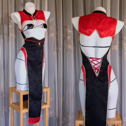 フロントオープンのマイクロビキニ風チャイナコスプレ