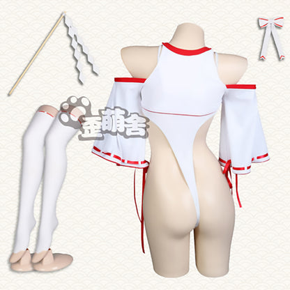超ハイレグセクシー巫女風レオタードコスプレ5点セット【歪萌舍】