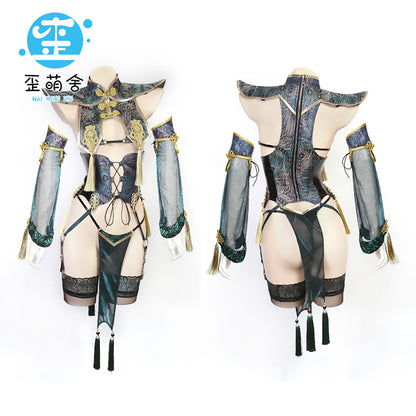 青鸞酔 暗黒王朝デザインアンティーク風セクシーチャイナコスプレ 漢服コスチューム【歪萌舍】