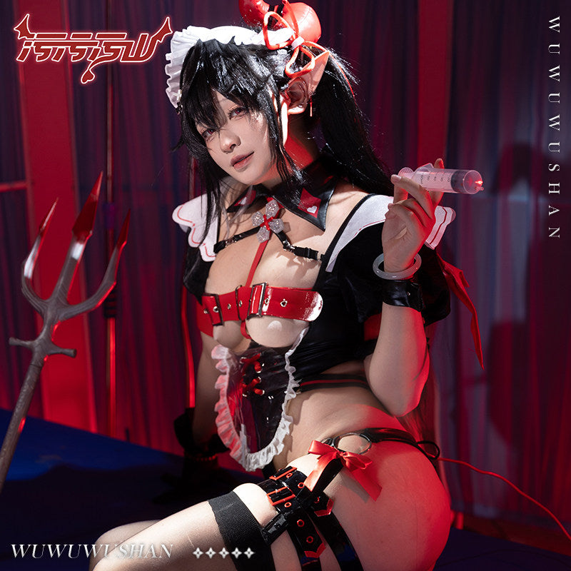 セクシーなサキュバス風エナメルレオタードコスプレセット【汚汚汚山】