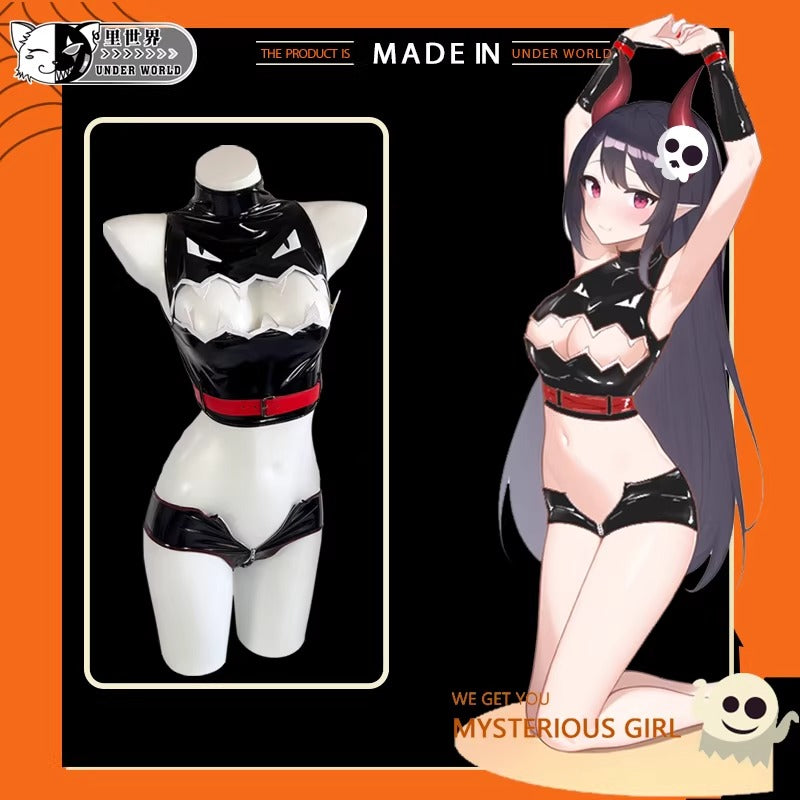 フロントオープンがセクシーな艶やかなエナメル小悪魔コスプレ【里世界】