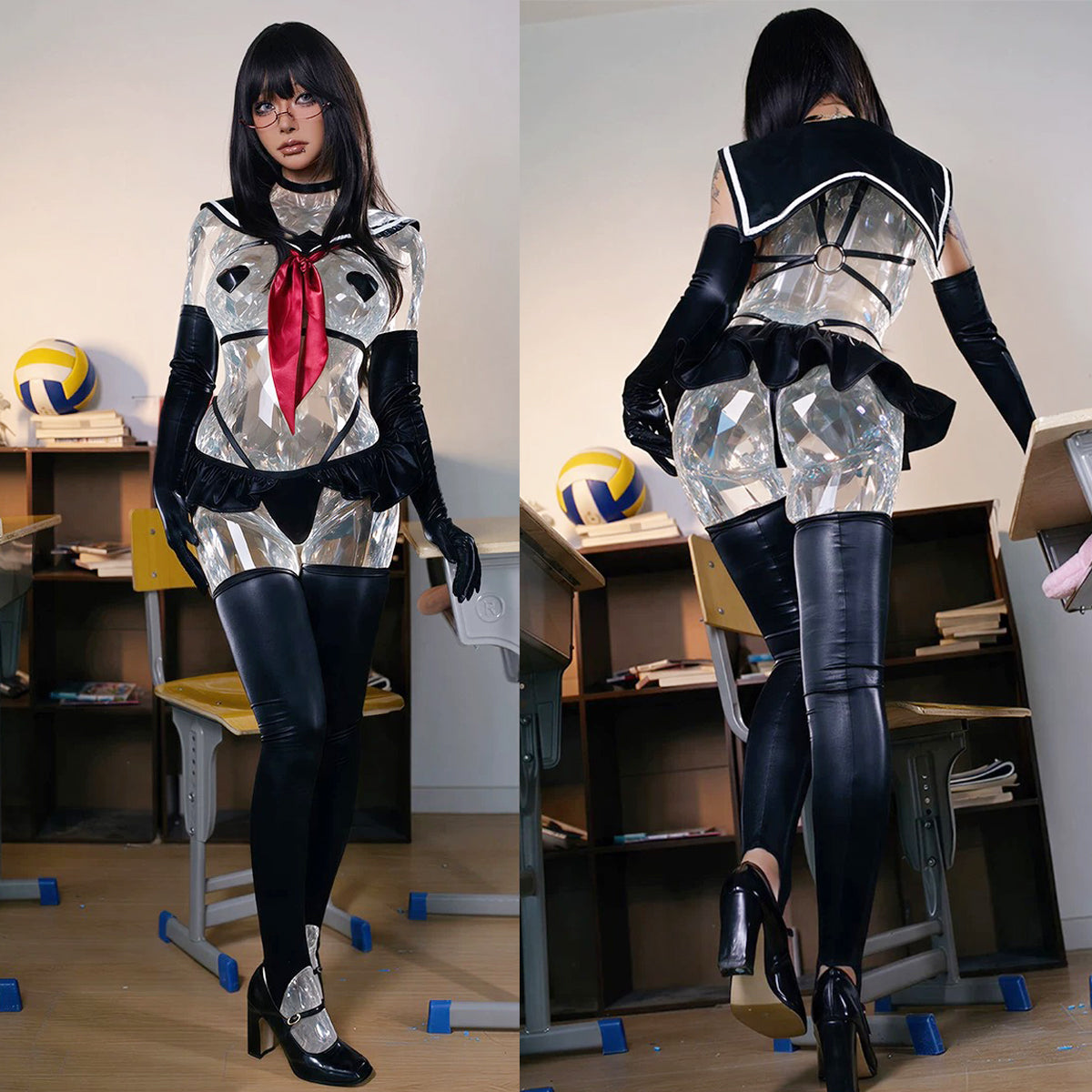 過激ハーネス＆超ミニフリルの背徳ダーク逆JKセーラーコスプレ【得体社】
