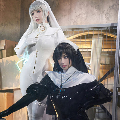 セクシー全身タイツエナメルシスターコスプレセット 白【ChowbieｘCosplay-FM】