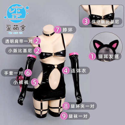 ブラウンダスト2 ヘレナ風光沢エナメル猫女コスプレ【歪萌舍】