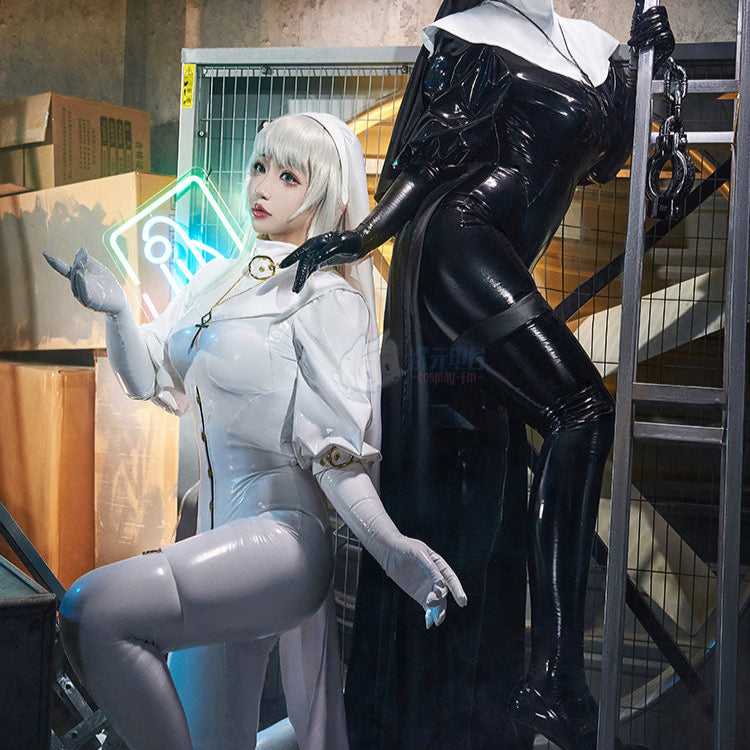 セクシー全身タイツエナメルシスターコスプレセット 白【ChowbieｘCosplay-FM】