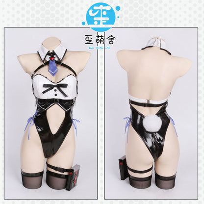デリバリーバニーガールコスプレ エナメルハイレグレオタードバニー【歪萌舍】