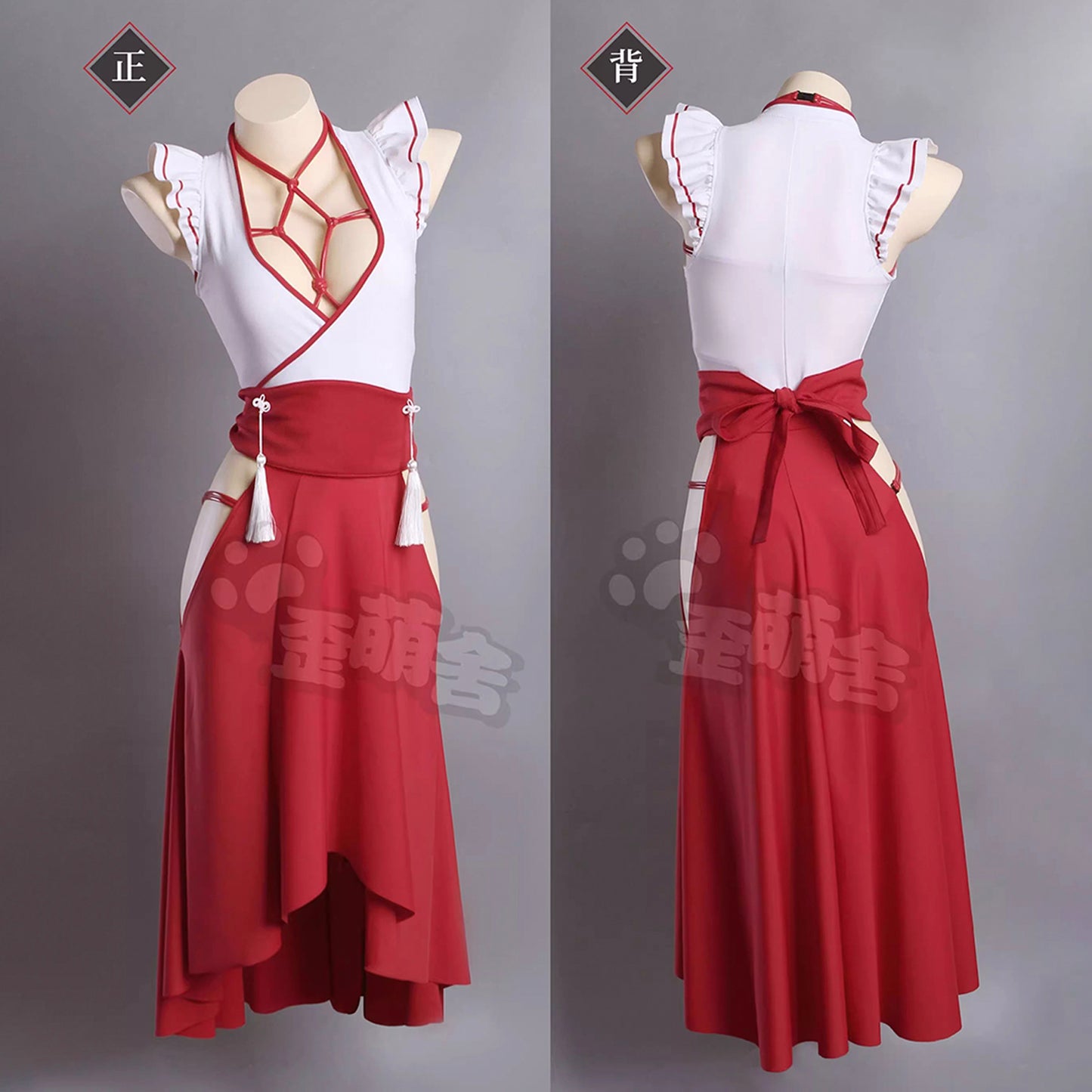 Chowbieデザイン レザー束縛ハーネスインナーの和装巫女風コスプレ【歪萌舍】