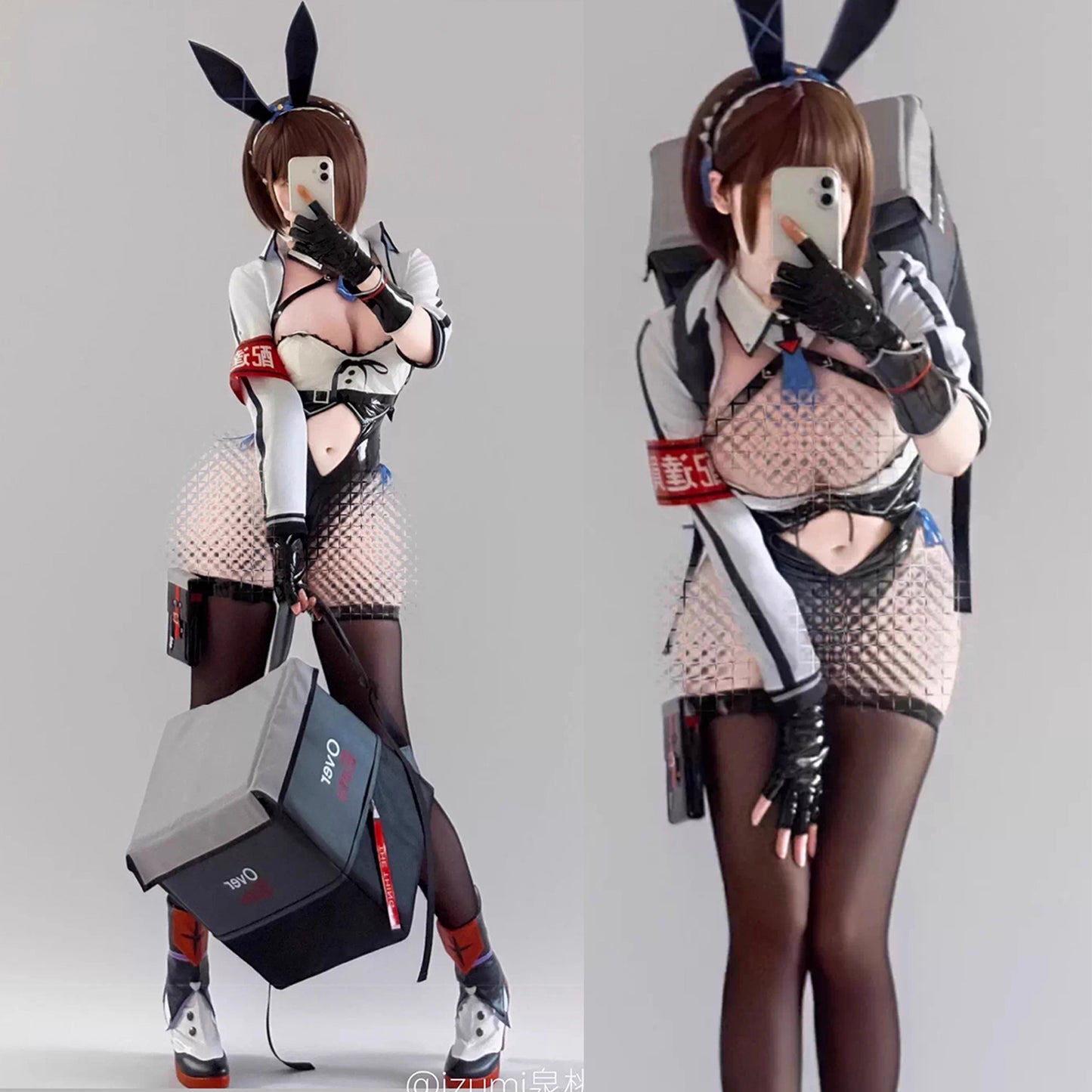 デリバリーバニーガールコスプレ エナメルハイレグレオタードバニー【歪萌舍】