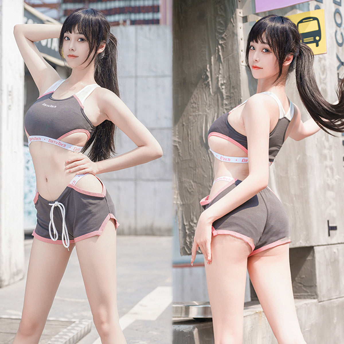 露出控えめのセクシートーレニングスーツ 運動スーツ【得体社】