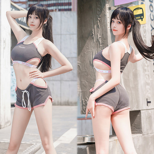 露出控えめのセクシートーレニングスーツ 運動スーツ【得体社】