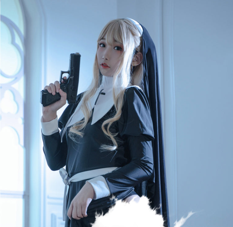 背後露出の禁欲シスターコスプレセット 修道女コスチューム【歪萌舍】