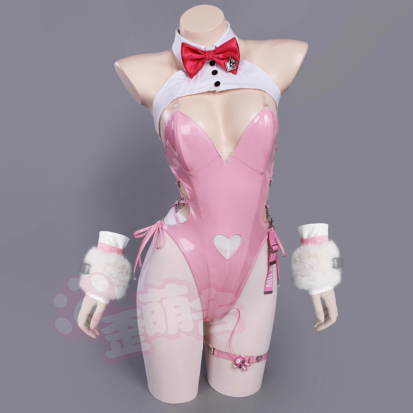 【予約】NIKKE ミルクブルーミングバニーコスプレ 可愛いピンクエナメルハイレグバニーガール【歪萌舍】