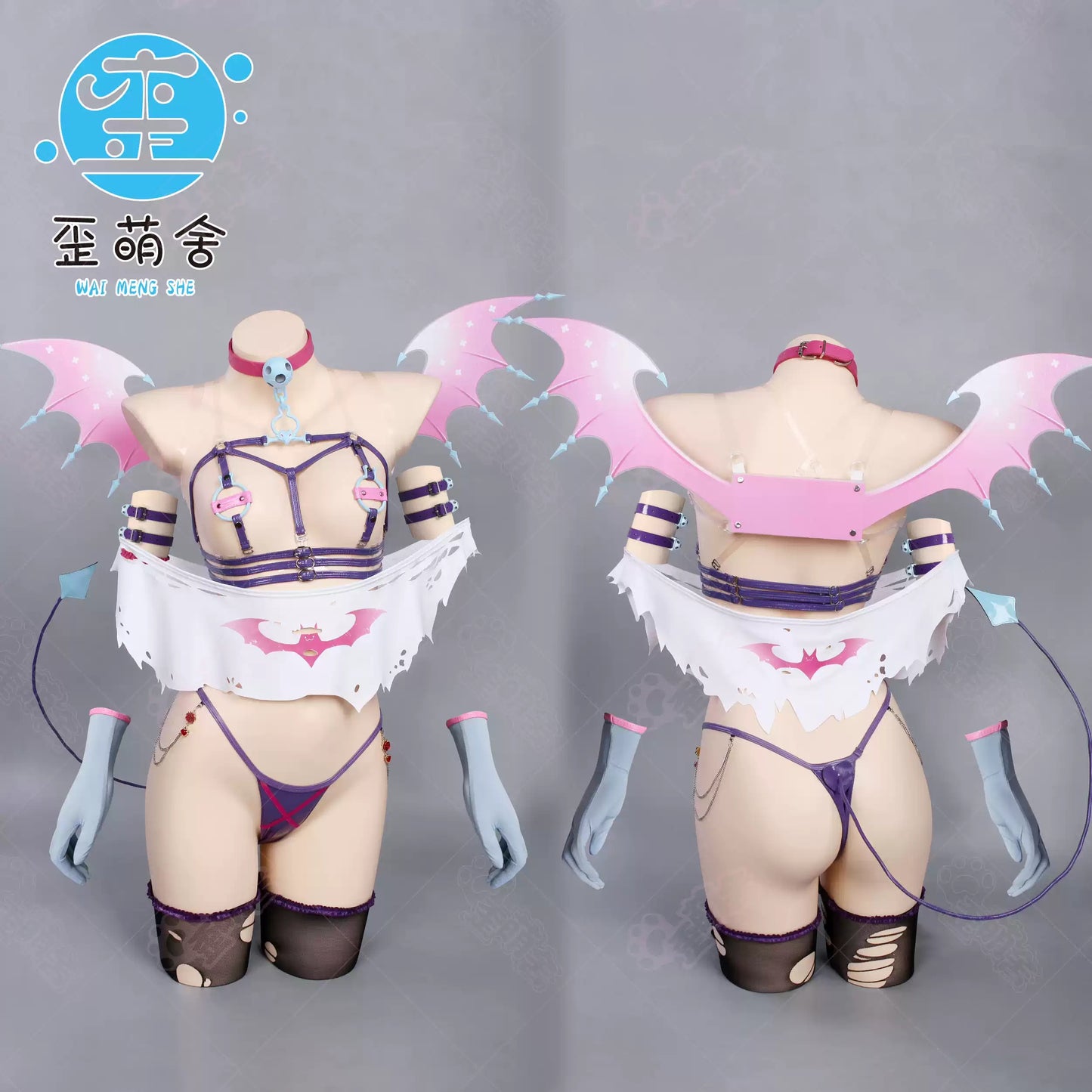 【予約早割】ブルーアーカイブ 尾刃カンナ 小悪魔サキュバス束縛ハーネスランジェリー豪華フルセット 羽＆獣耳付き【歪萌舍】