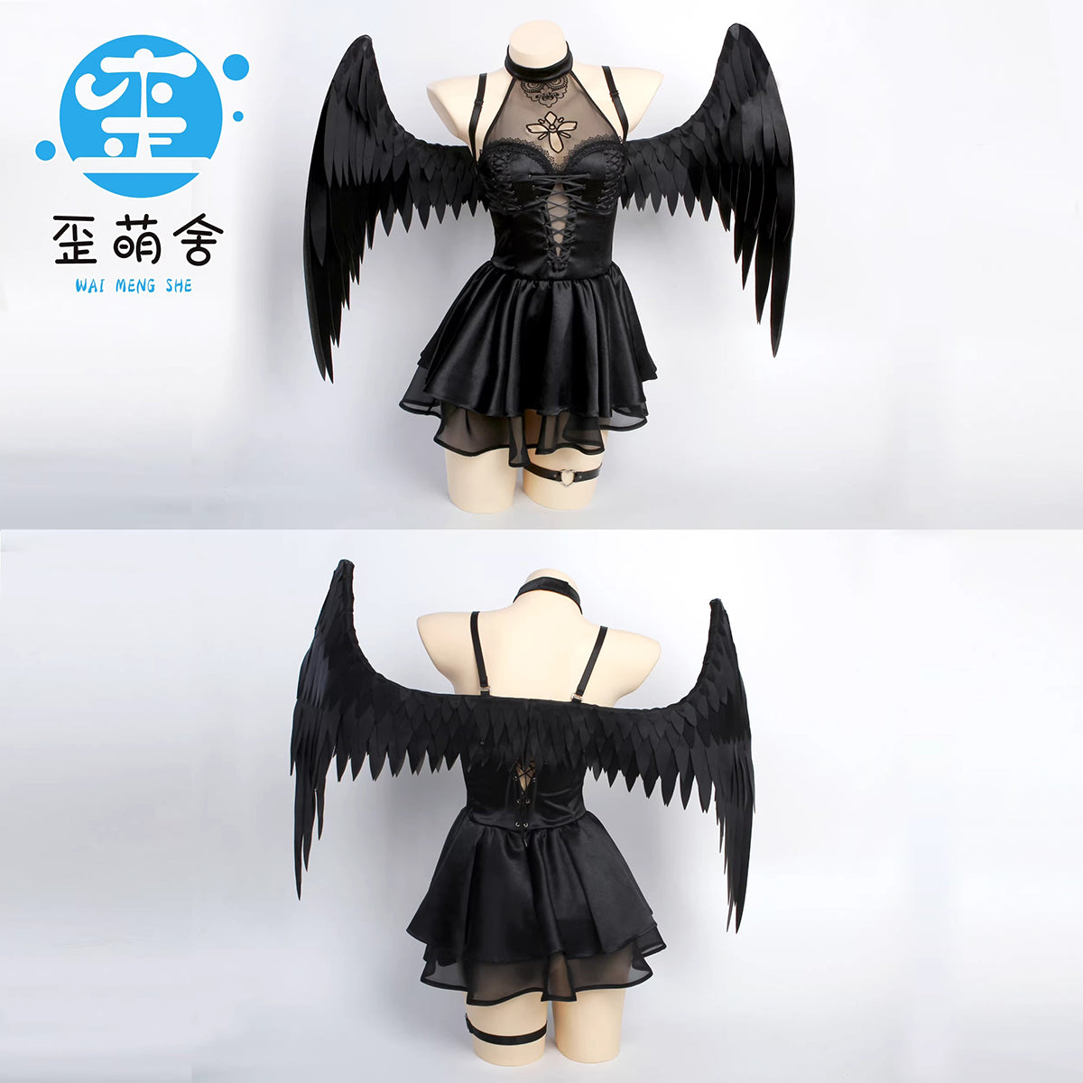 NIKKE ノワール 堕天使コスプレ ダークエンジェルエロランジェリードレス【歪萌舍】