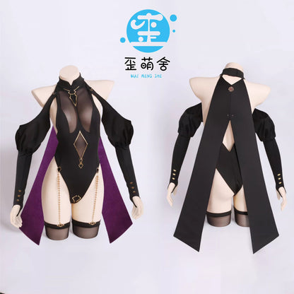 Chowbieデザイン 透け透け魔女ハイレグレオタードコスプレ セクシーハロウィン巫女風コスプレ【歪萌舍】