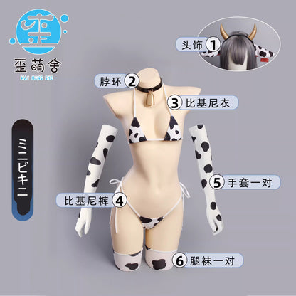 【予約】セクシー可愛らしいミルキー牛娘コスプレ 牛柄極小ビキニコスプレ【歪萌舍】