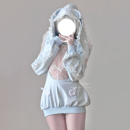 あざと可愛い水色うさ耳ボレロ付きのサスペンダースカート豪華5点セット【エビスタジオ】