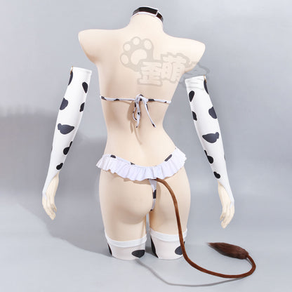 アズールレーン樫野ビキニコスプレ フリル付きエロすぎる牛柄ビキニセット【歪萌舍】