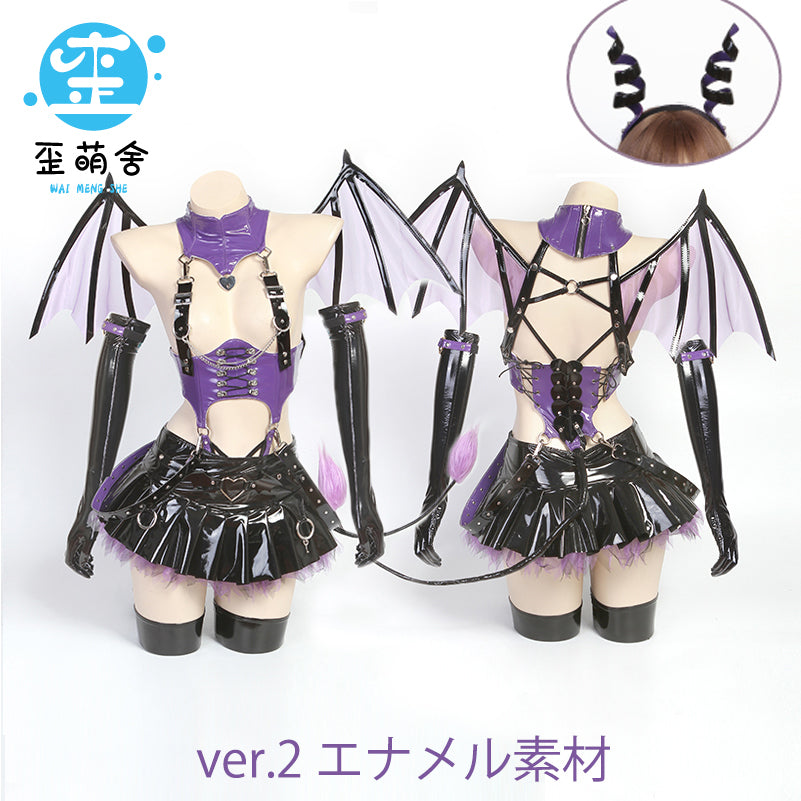 サキュバスラビット パープルエナメル小悪魔ベルトレオタードコスプレ【歪萌舍】