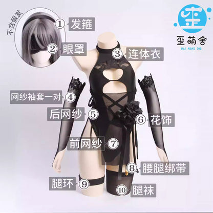NIKKE バトル風2B透け透けセクシーハイレグ水着コスプレ【歪萌舍】
