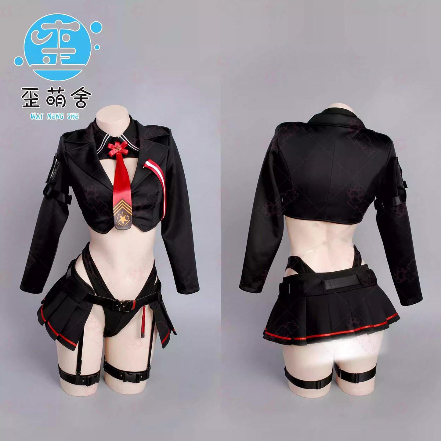 NIKKE エマ コスプレ 歪萌舎 戦闘服 フルセット タイトインナー 正面 重厚ジャケット 谷間強調 ニケ コスチューム